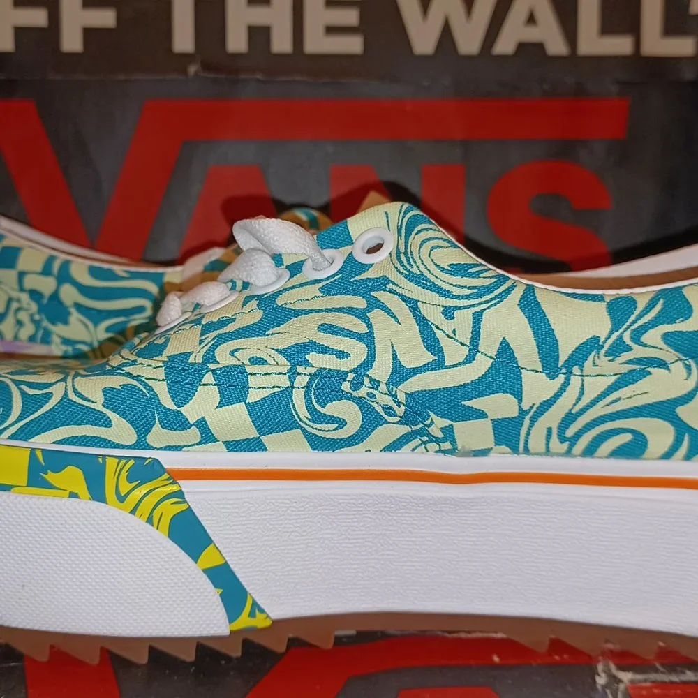 Vans Men's 3.5/Women's 5 Era Stacked Wavy Daze Tile Blue - VN0A4BTOCE5
